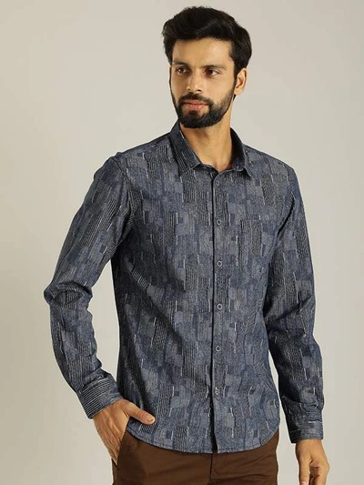Indian Terrain Men All Over Print Blue Shirt